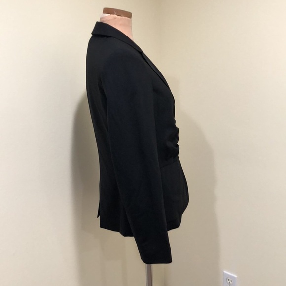 Piazza Sempione Blazer Size IT 44 US 8 Black Virgin Wool Ruched Front - Picture 4 of 13